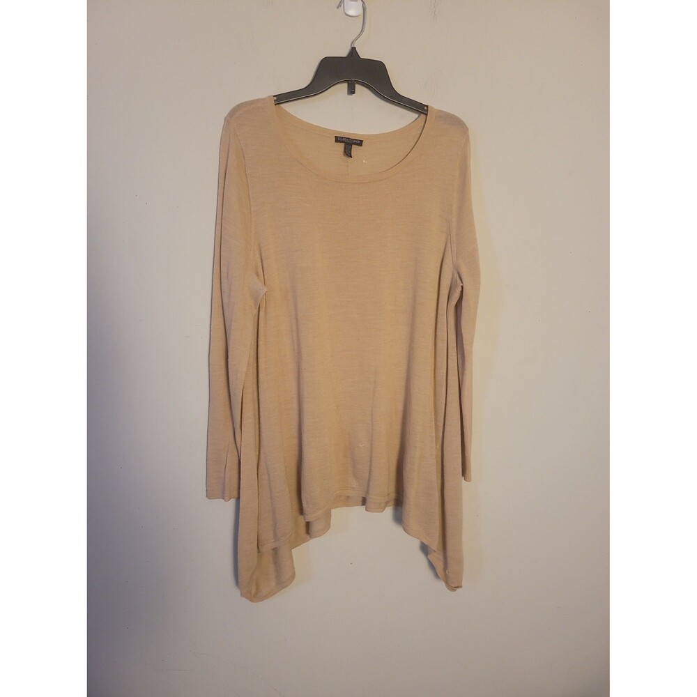 Eileen Fisher Pink Beige Wool Asymmetrical Lightweight Sweater Sz 1X